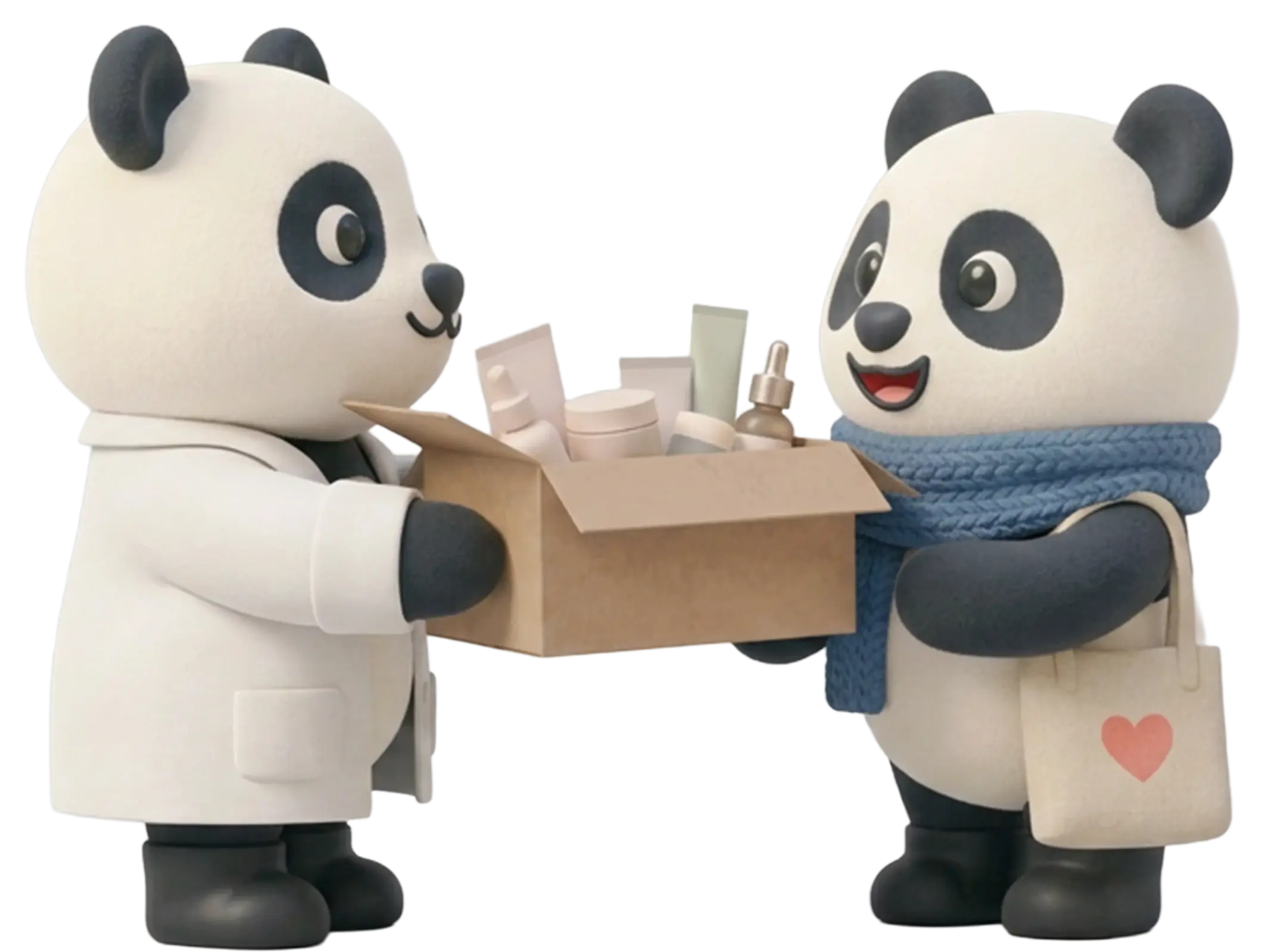 Gaston remet un carton de produits à une bénévole